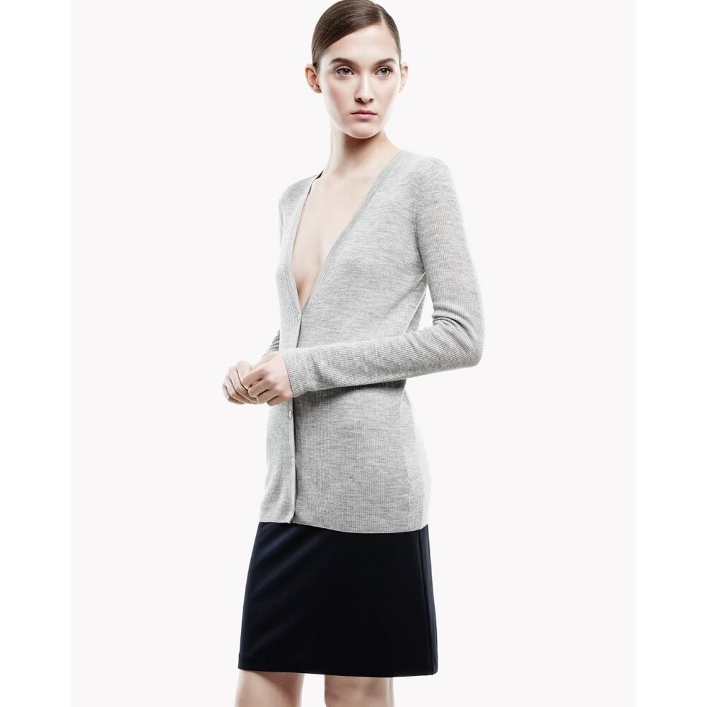 NWT Theory Orhila Preen Wool Cardigan in Cold Heather (Grey) Size P(XS), S, M, L
